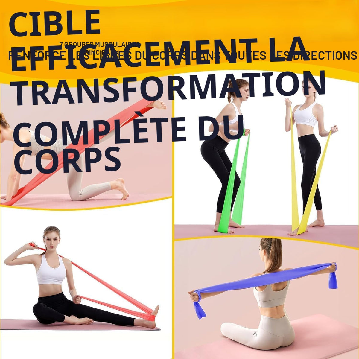 Ensemble de Bandes de Résistance Élastiques 2M - 4 Niveaux de Résistance pour Musculation et Fitness
