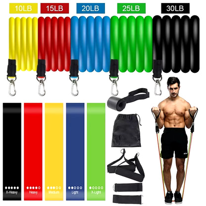 Resistance Bands Set Exercise Bands with Door Anchor Legs Ankle Straps for Resistance Training Physical Therapy Home Workouts